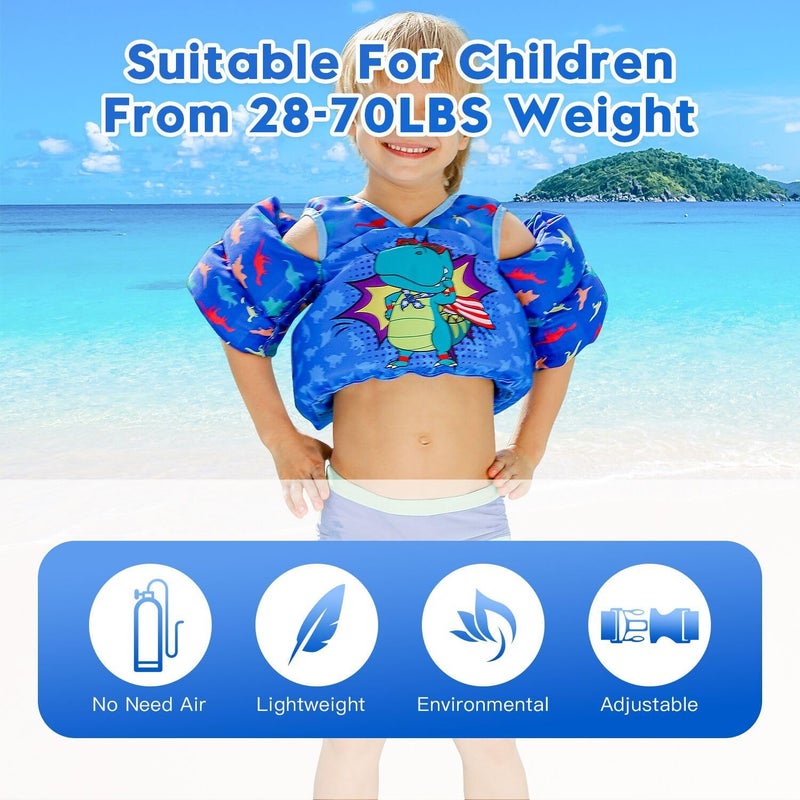 REALIKE Kids Swim Vest for Toddler Floaties Swimming Aids with Shoulder Harness Arm Wings for Children/Infant/Baby,Sea Beach/Pool/Lake, Suitable for 28-70lbs Boys/Girls - Image 3